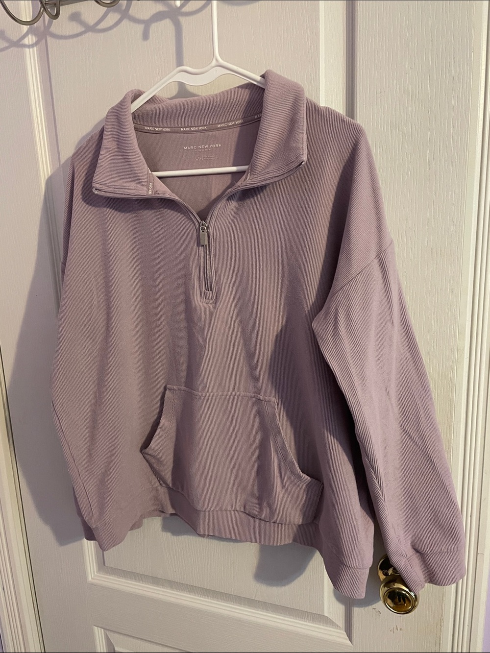 Marc New York Ribbed Lilac Half-Zip Pullover Sweatshirt